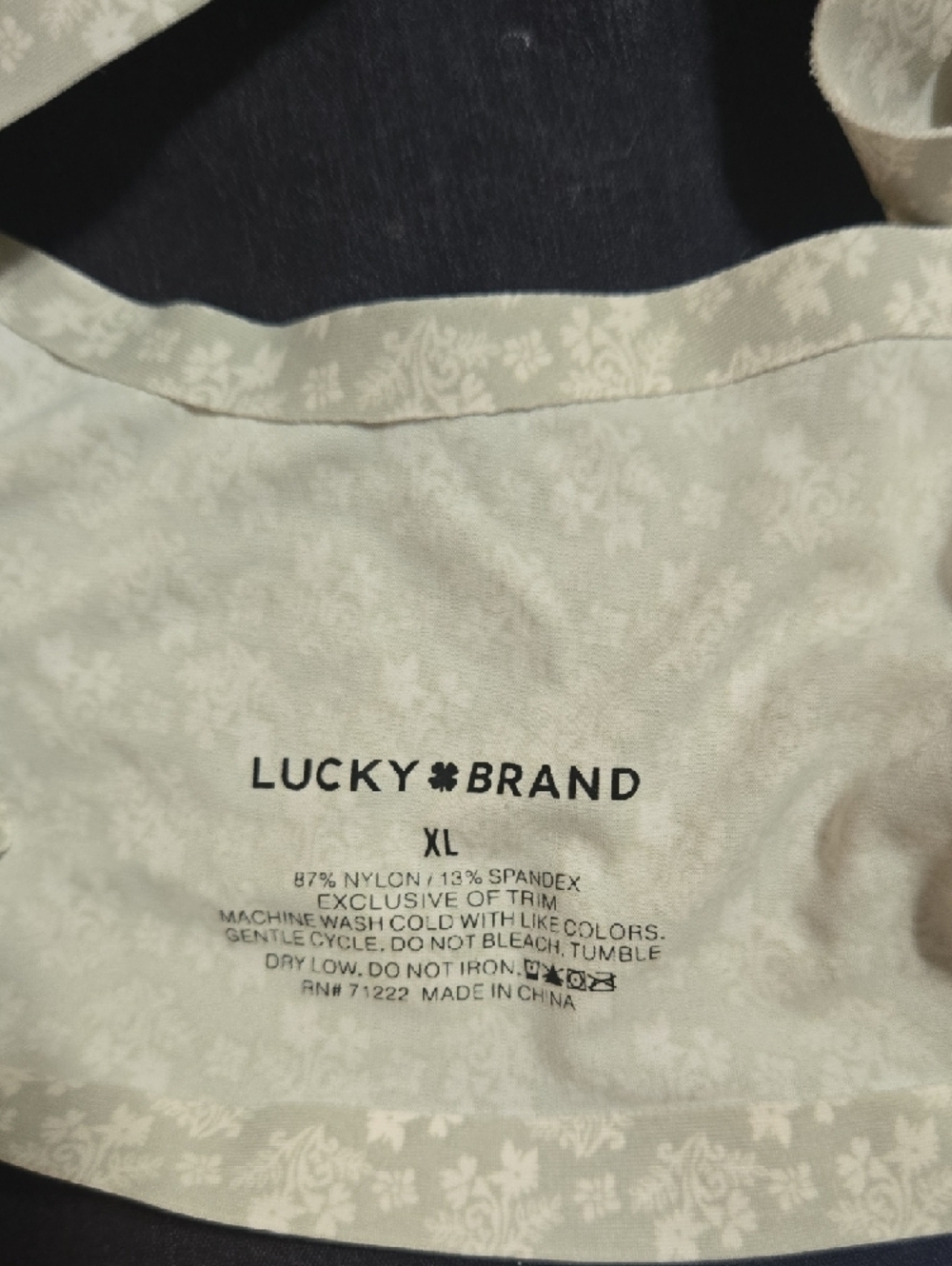 Lucky Brand Cream Floral Wireless Bralette - Picture 3 of 3